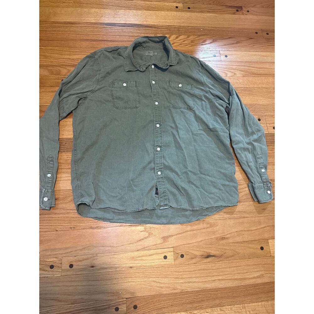 Faherty Linen Button Down Shirt Men’s Green Lightweight Summer Beach